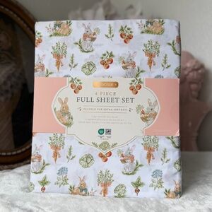 Envogue Easter bunny rabbit in garden spring cottagecore full queen sheet set